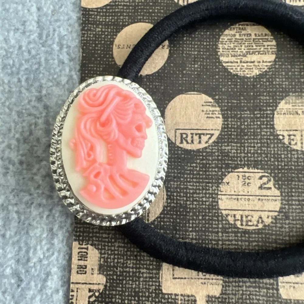 Cameo Hair Ties Gothic Victorian Skeleton Blue Pink Black Alt Grunge Stretch New